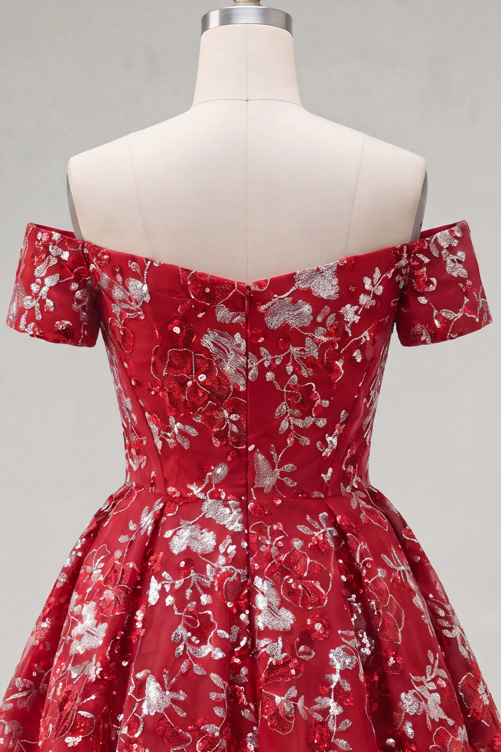 Błyszcząca czerwona sukienka na bal A Line Short Corset Homecoming z koralikami - Image 8