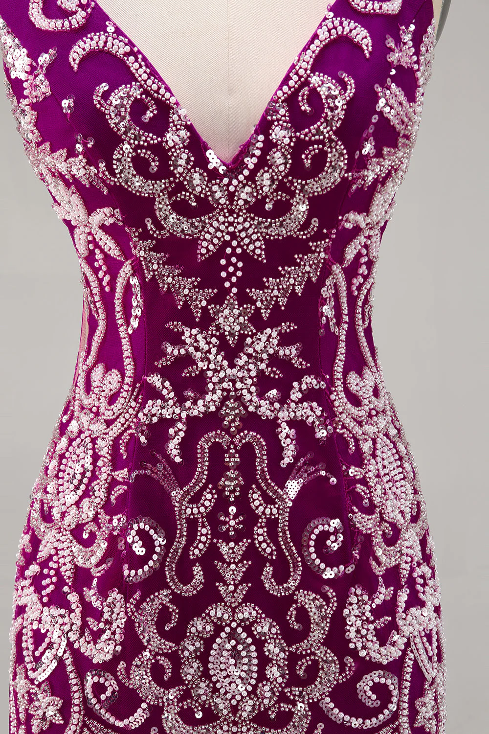 Błyszcząca fuksja z koralikami sukienka bodycon Homecoming - Image 7