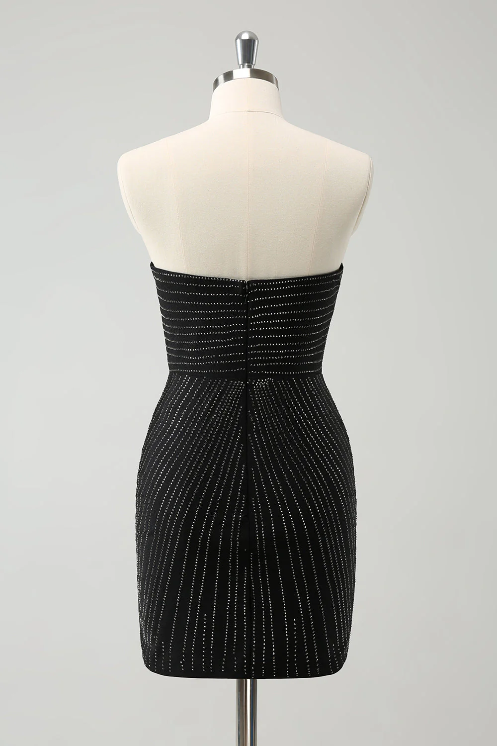 Błyszcząca sukienka bodycon mini bez ramiączek na powrót do domu - Image 2