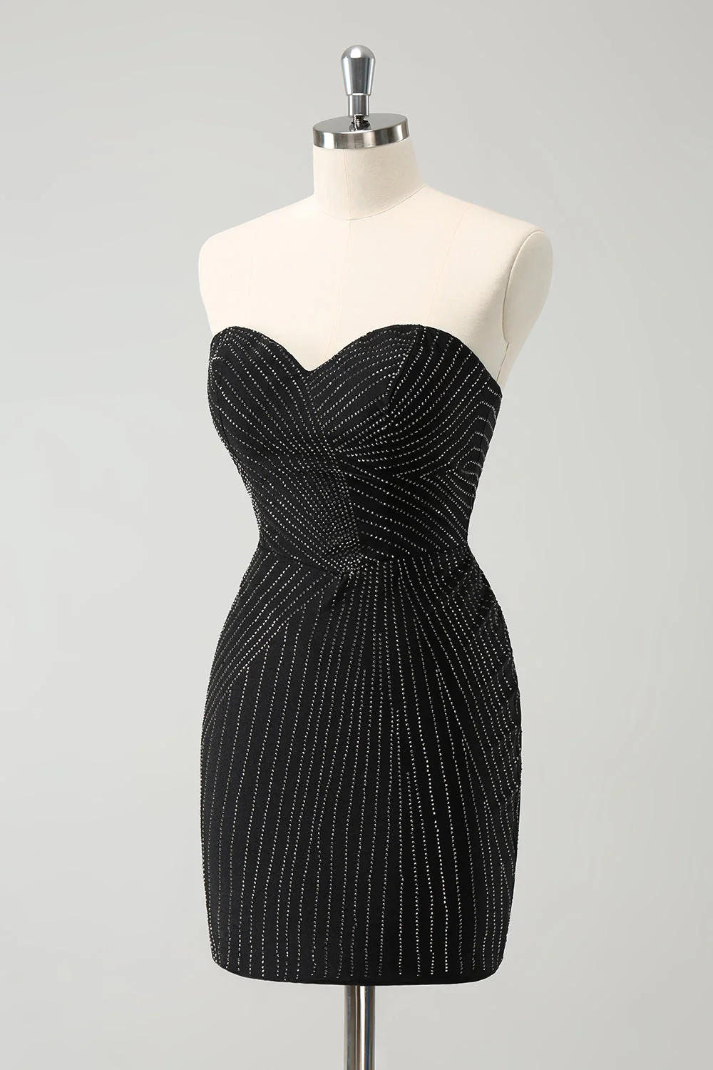 Błyszcząca sukienka bodycon mini bez ramiączek na powrót do domu - Image 3