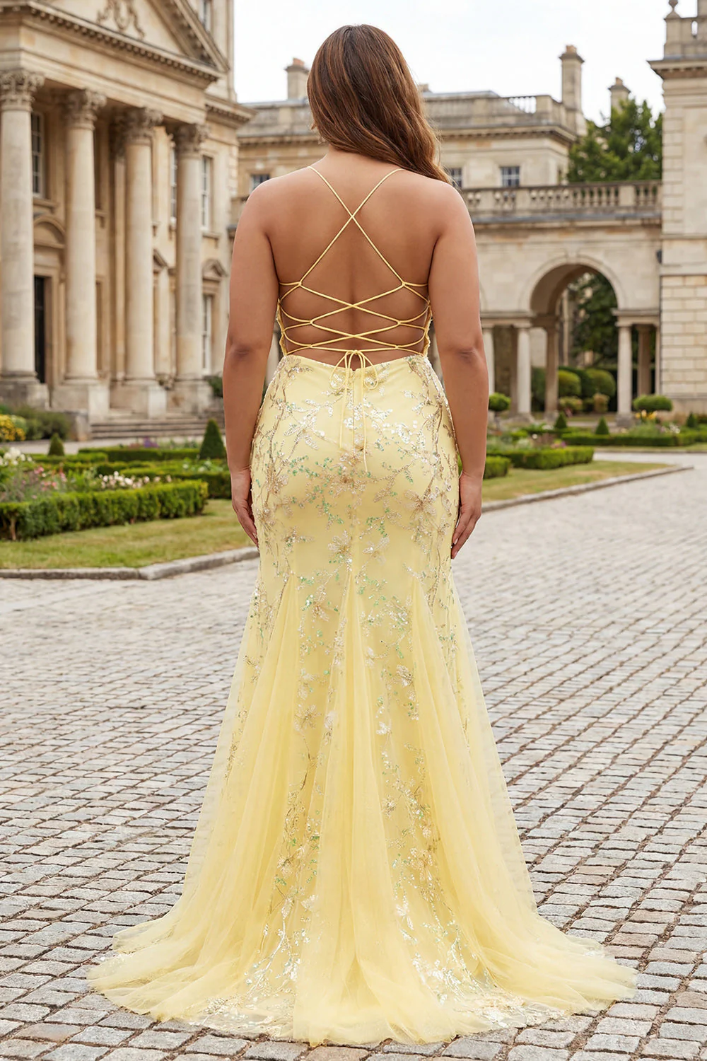 Błyszcząca syrena gorset, długa sukienka na bal plus size z koronkowymi plecami - Image 10