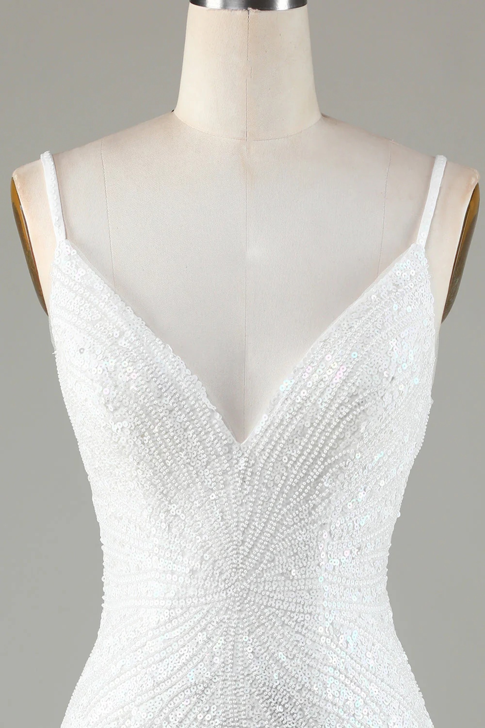 Błyszczące ramiączka Bodycon Spaghetti Niebieskie sznurowane plecy Krótka sukienka Homecoming z koralikami - Image 4