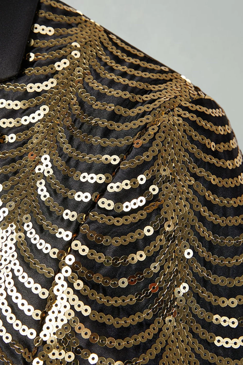 Błyszczące, złociste, wycięcie klapa 2-częściowe męskie garnitury na bal maturalny - Image 5