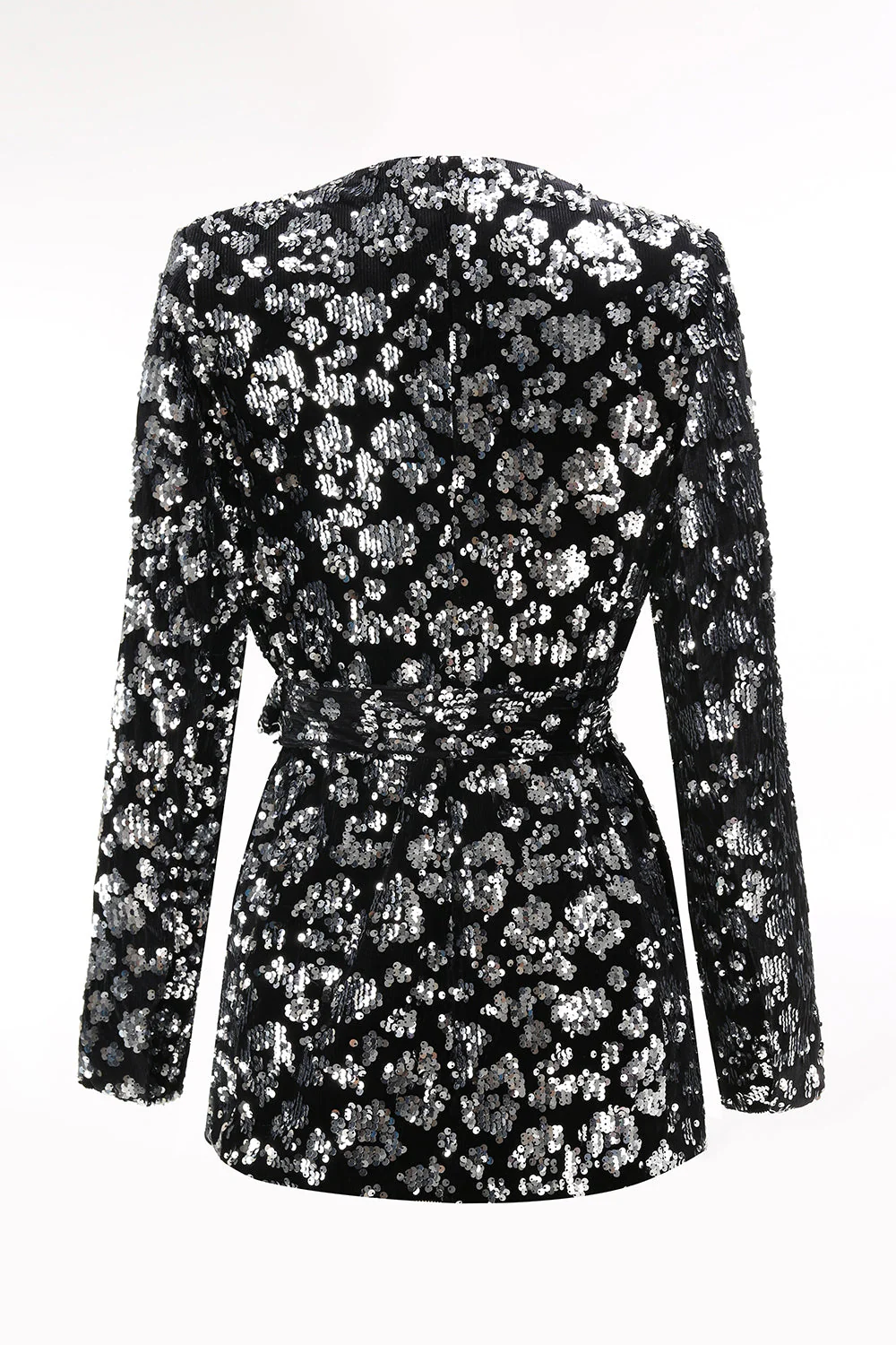 Błyszczący 2-częściowy damski garnitur na studniówkę Slim Fit z szarfą - Image 5