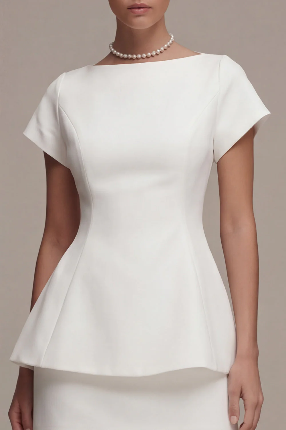 Bodycon Bateau z dekoltem i rękawami Little White Dress - Image 3