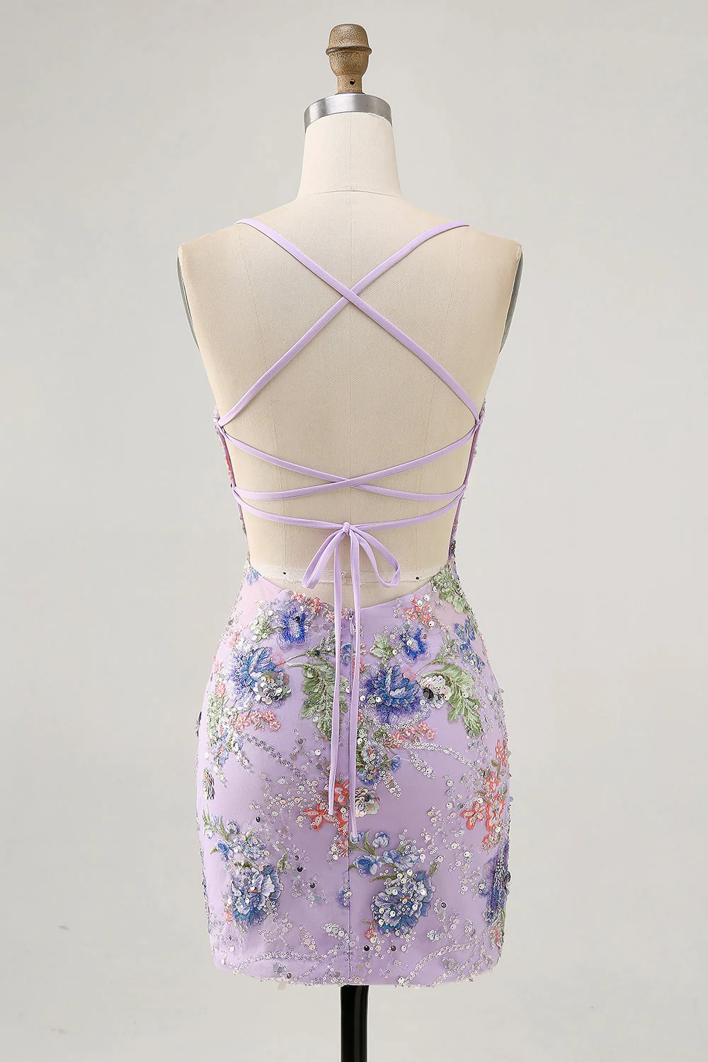 Bodycon Krótka kwiecista sukienka z pawiem i cekinami - Image 11
