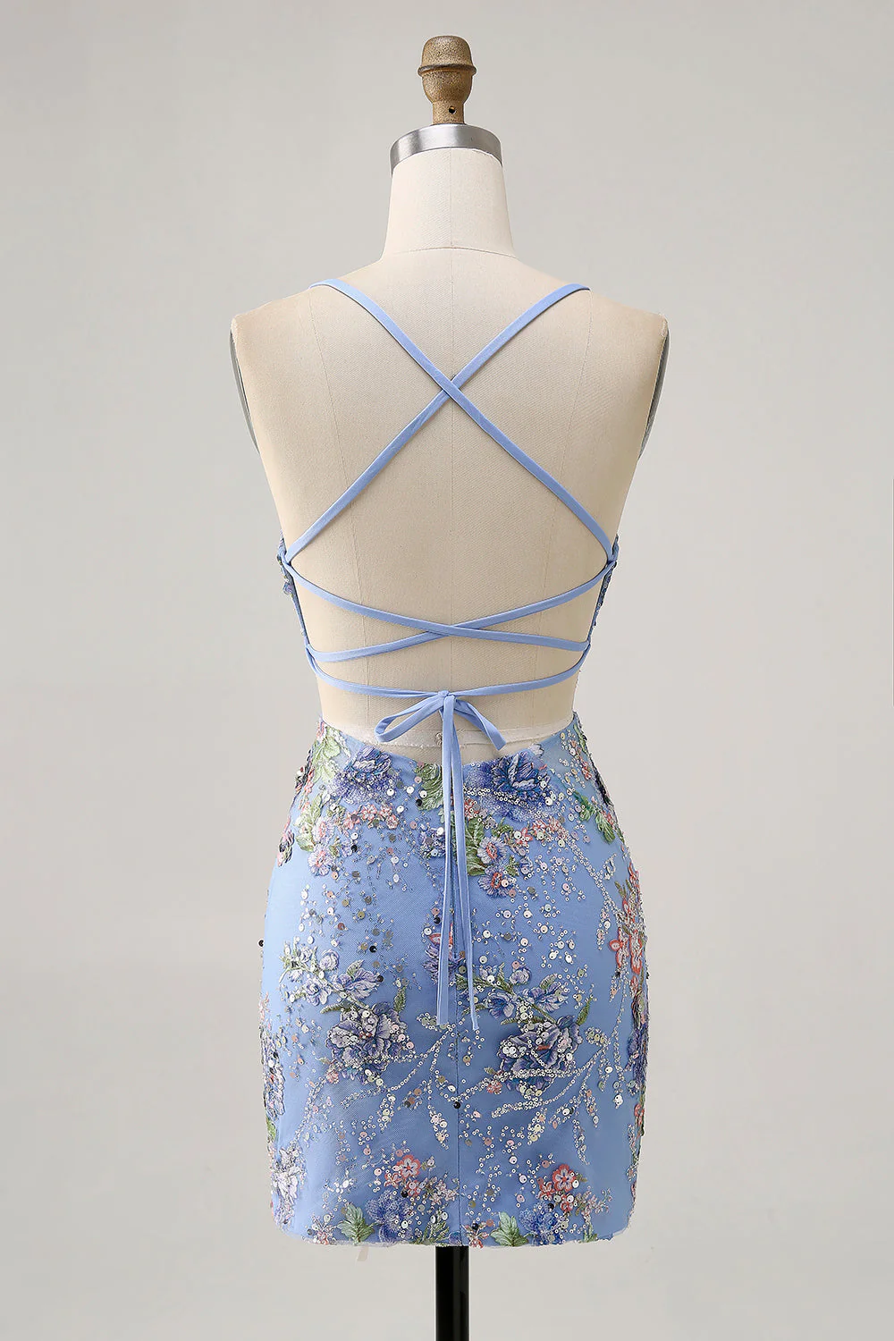 Bodycon Krótka kwiecista sukienka z pawiem i cekinami - Image 14