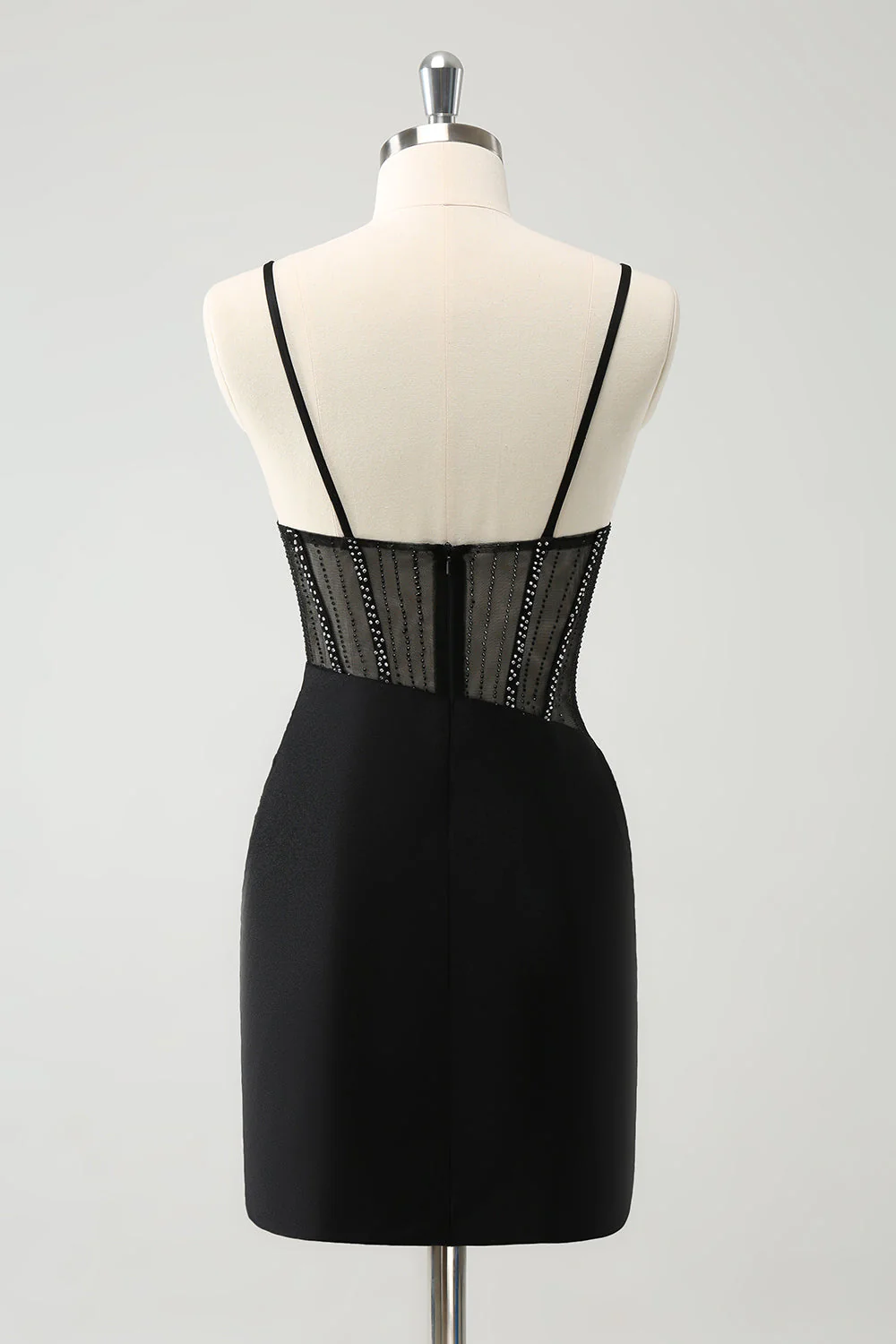 Bodycon Spaghetti Ramiączka Gorset Krótka Sukienka Na Powrót Do Domu Z Koralikami - Image 2