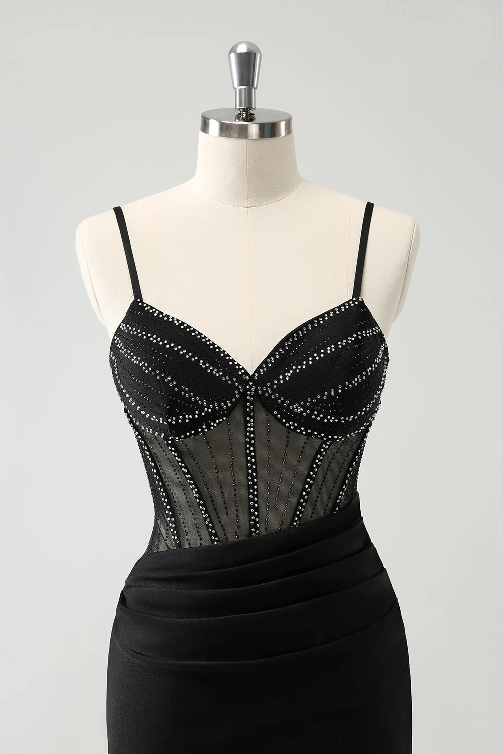 Bodycon Spaghetti Ramiączka Gorset Krótka Sukienka Na Powrót Do Domu Z Koralikami - Image 4