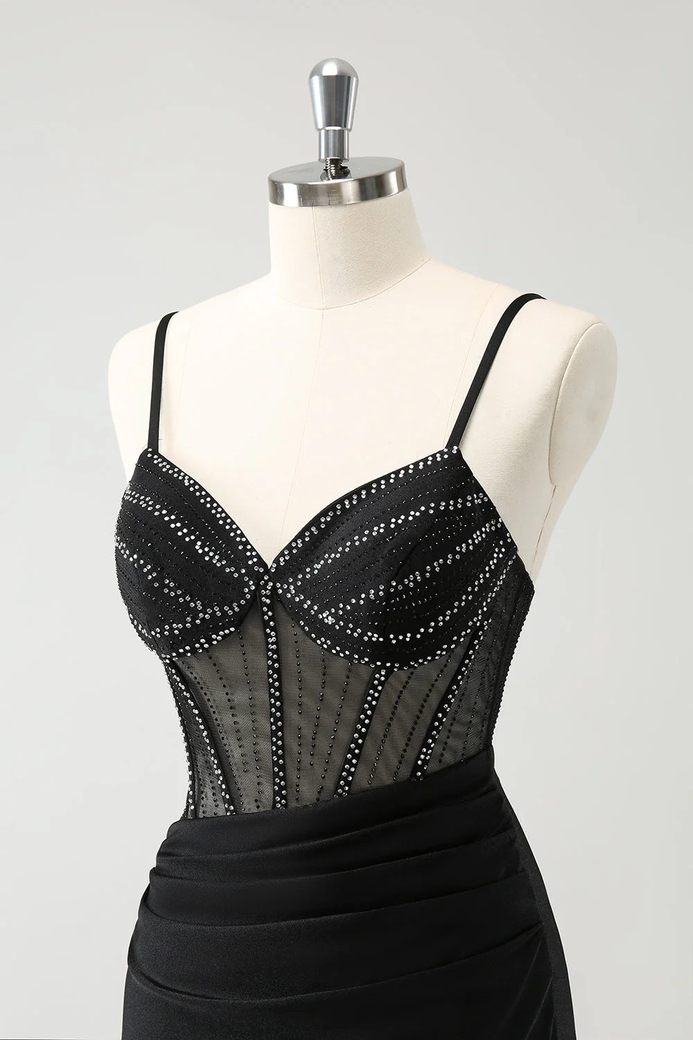 Bodycon Spaghetti Ramiączka Gorset Krótka Sukienka Na Powrót Do Domu Z Koralikami - Image 5