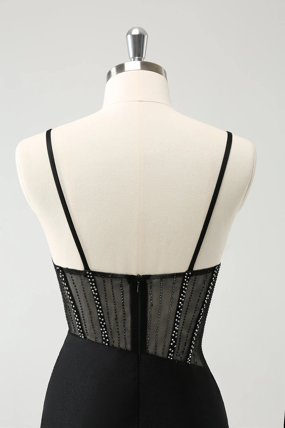 Bodycon Spaghetti Ramiączka Gorset Krótka Sukienka Na Powrót Do Domu Z Koralikami - Image 6