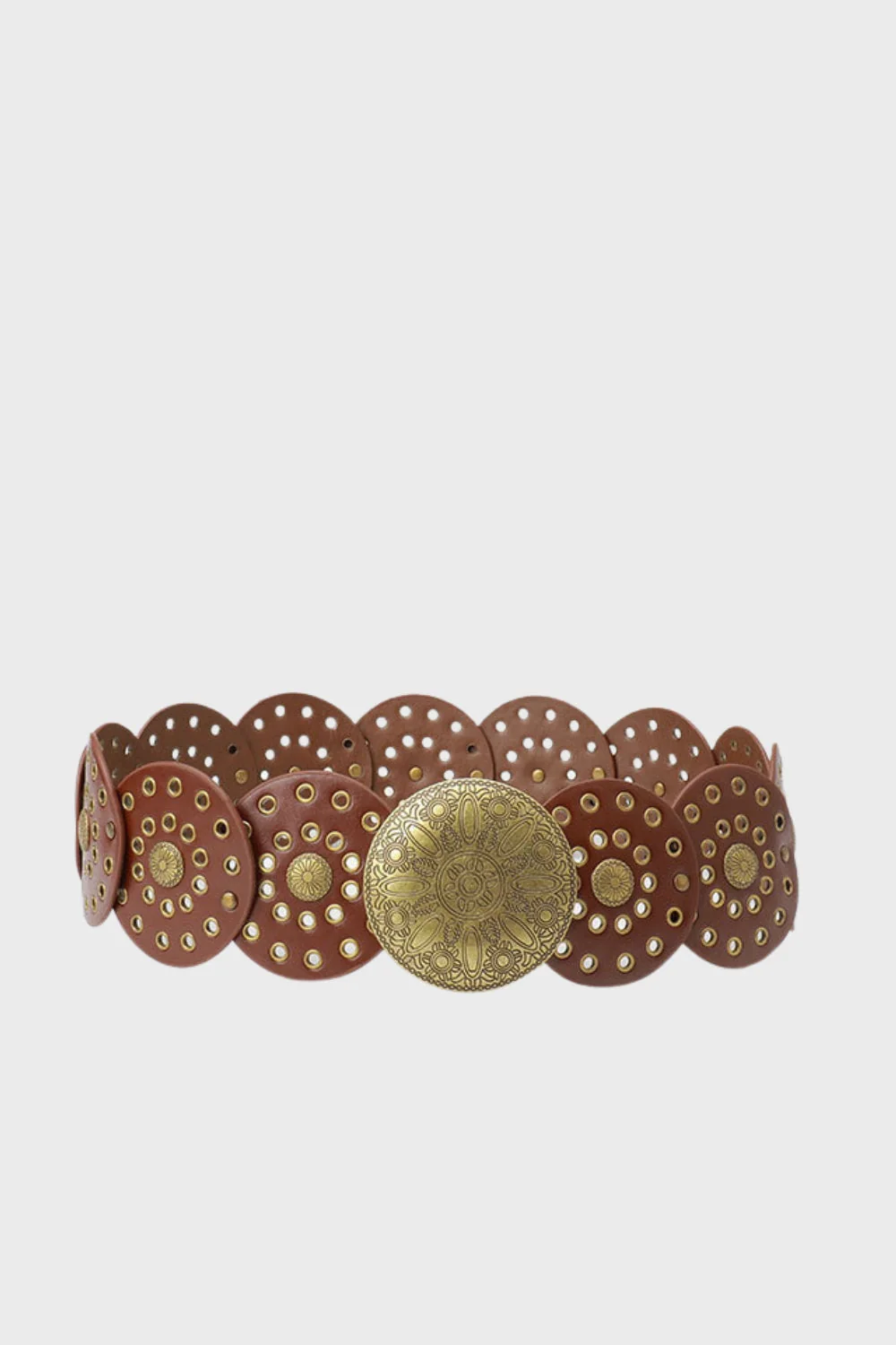 Boho Western Cowgirl Szeroki Hollow Disc Pasek - Image 3