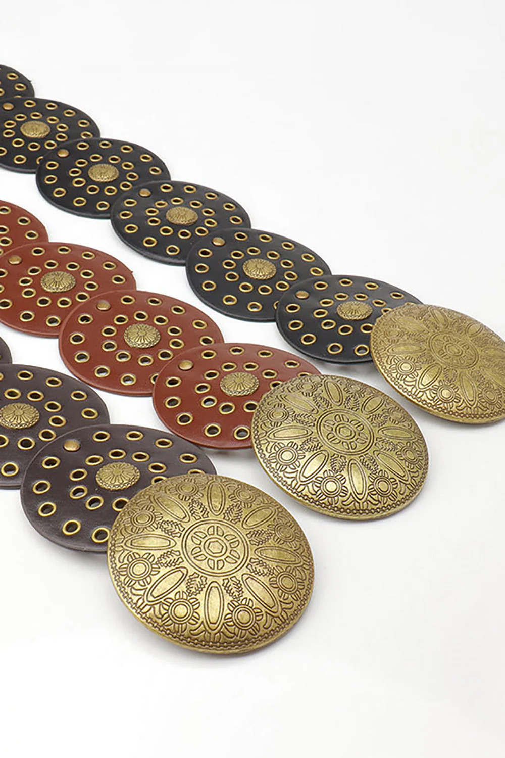 Boho Western Cowgirl Szeroki Hollow Disc Pasek - Image 7