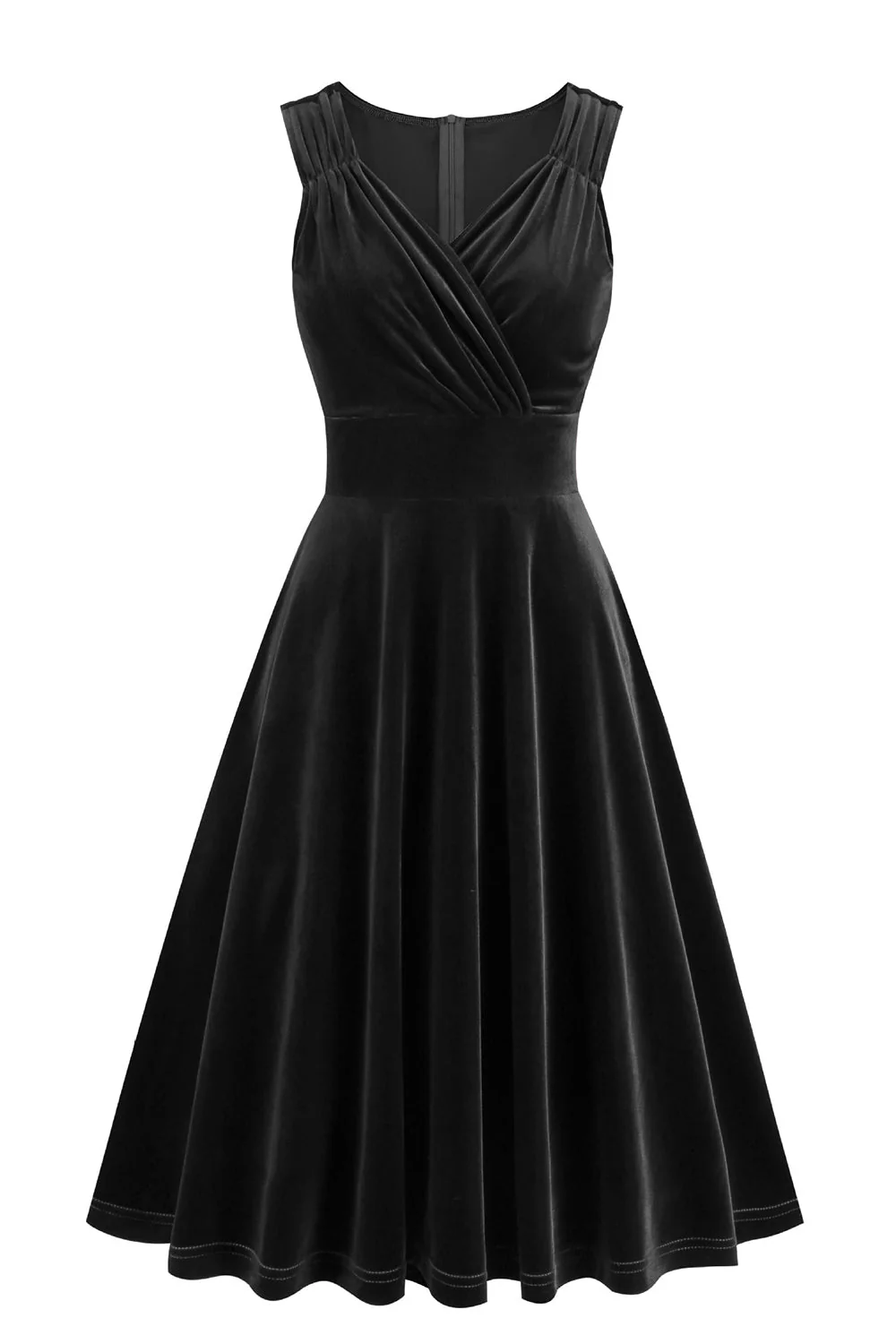 Bordowa linia A Line Plisowana krótka sukienka w stylu vintage z lat 1950. - Image 6