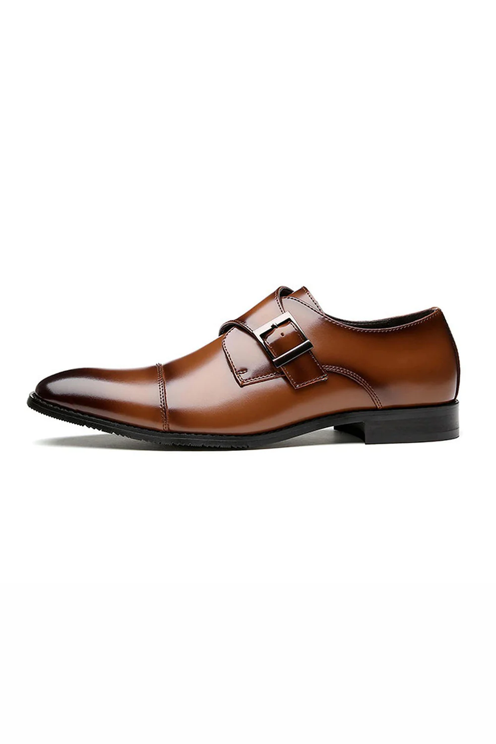 Brązowe skórzane męskie buty imprezowe - Image 3