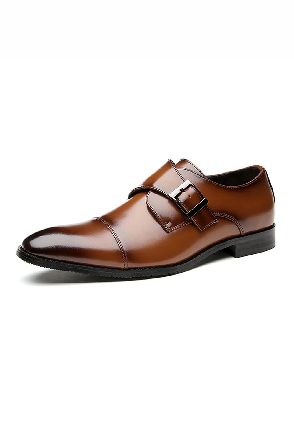 Brązowe skórzane męskie buty imprezowe - Image 4