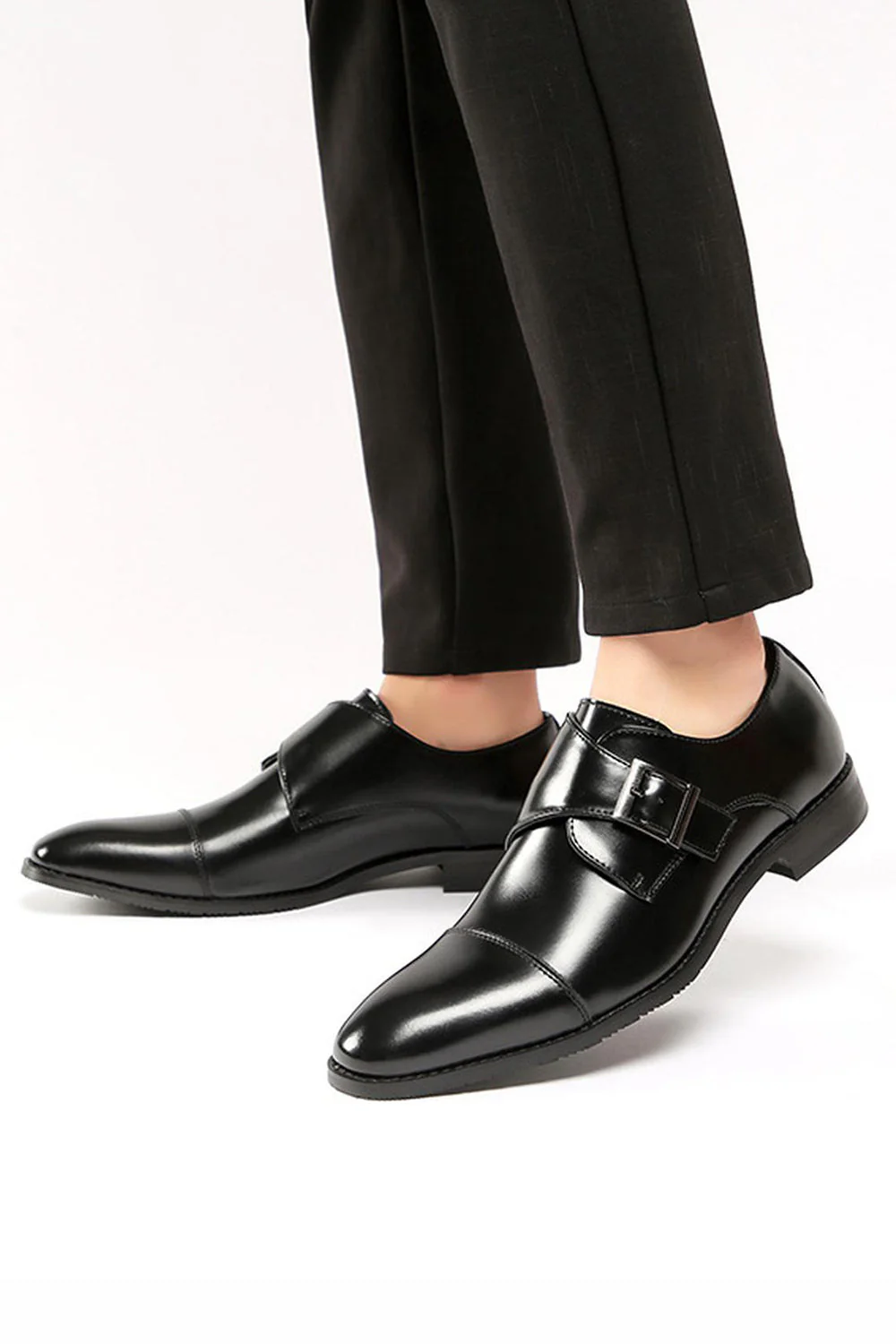 Brązowe skórzane męskie buty imprezowe - Image 6
