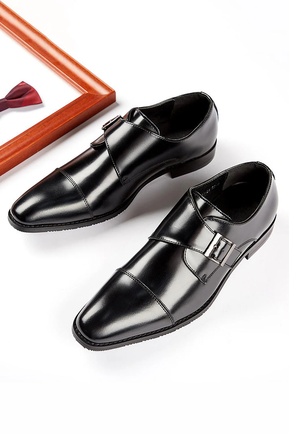 Brązowe skórzane męskie buty imprezowe - Image 7