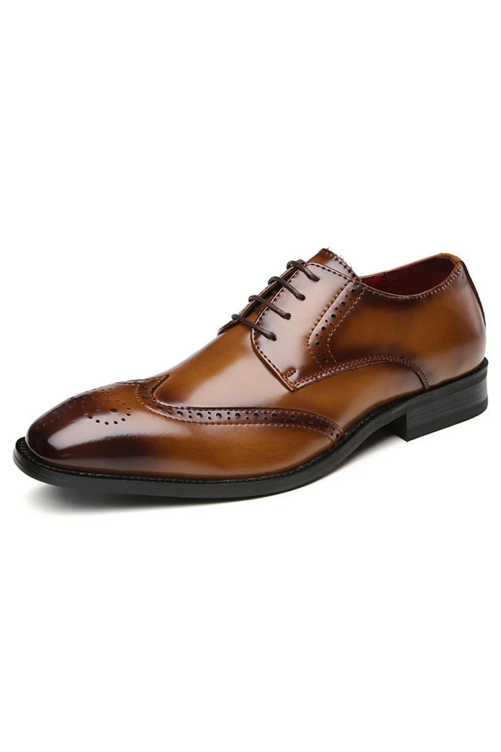 Brązowe skórzane męskie buty z sznurowadłami - Image 3