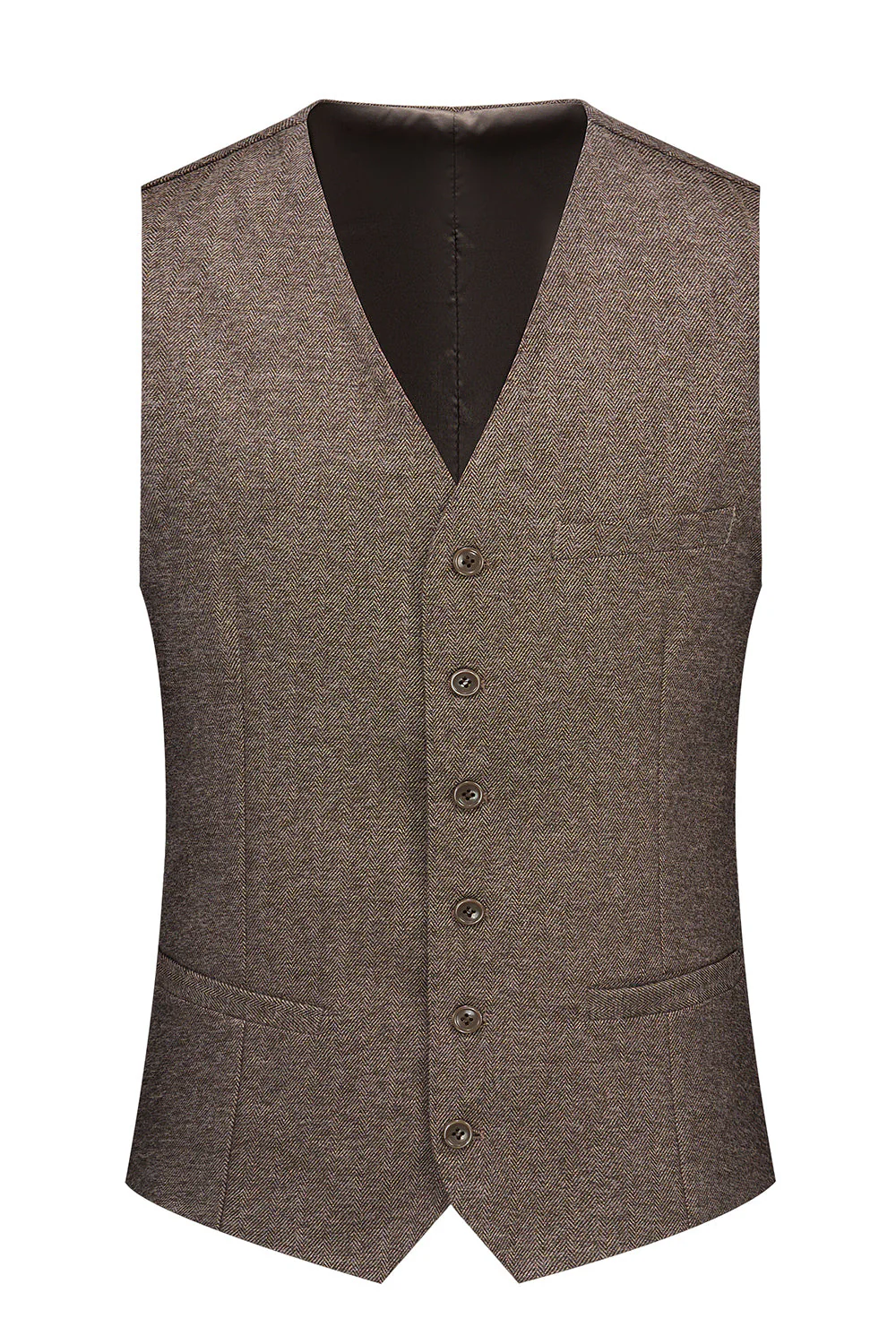 Brązowy 3-częściowy garnitur męski Slim Fit Garnitur drużbów - Image 7