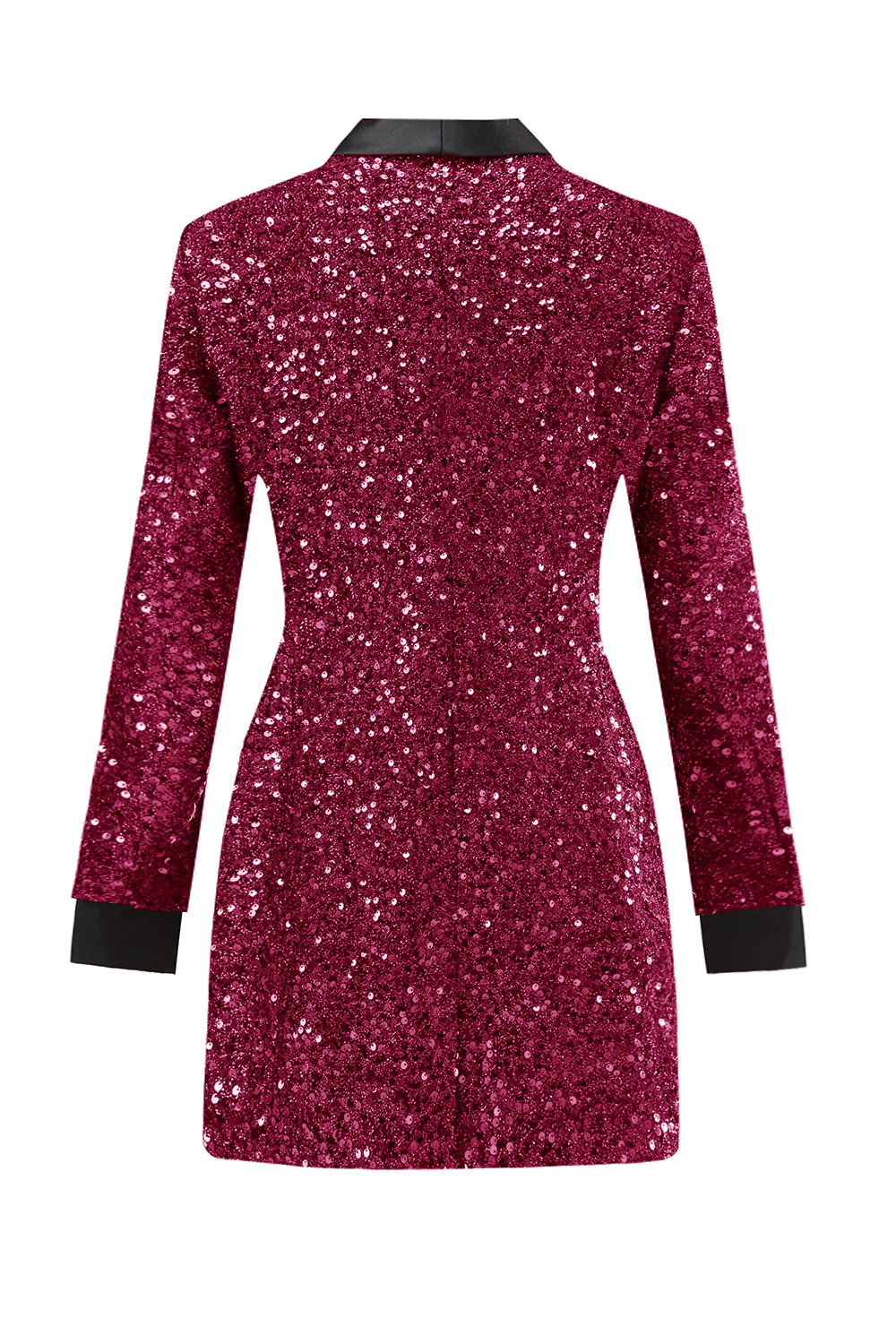 Błyszcząca bordowa marynarka damska bodycon maxi - Image 16