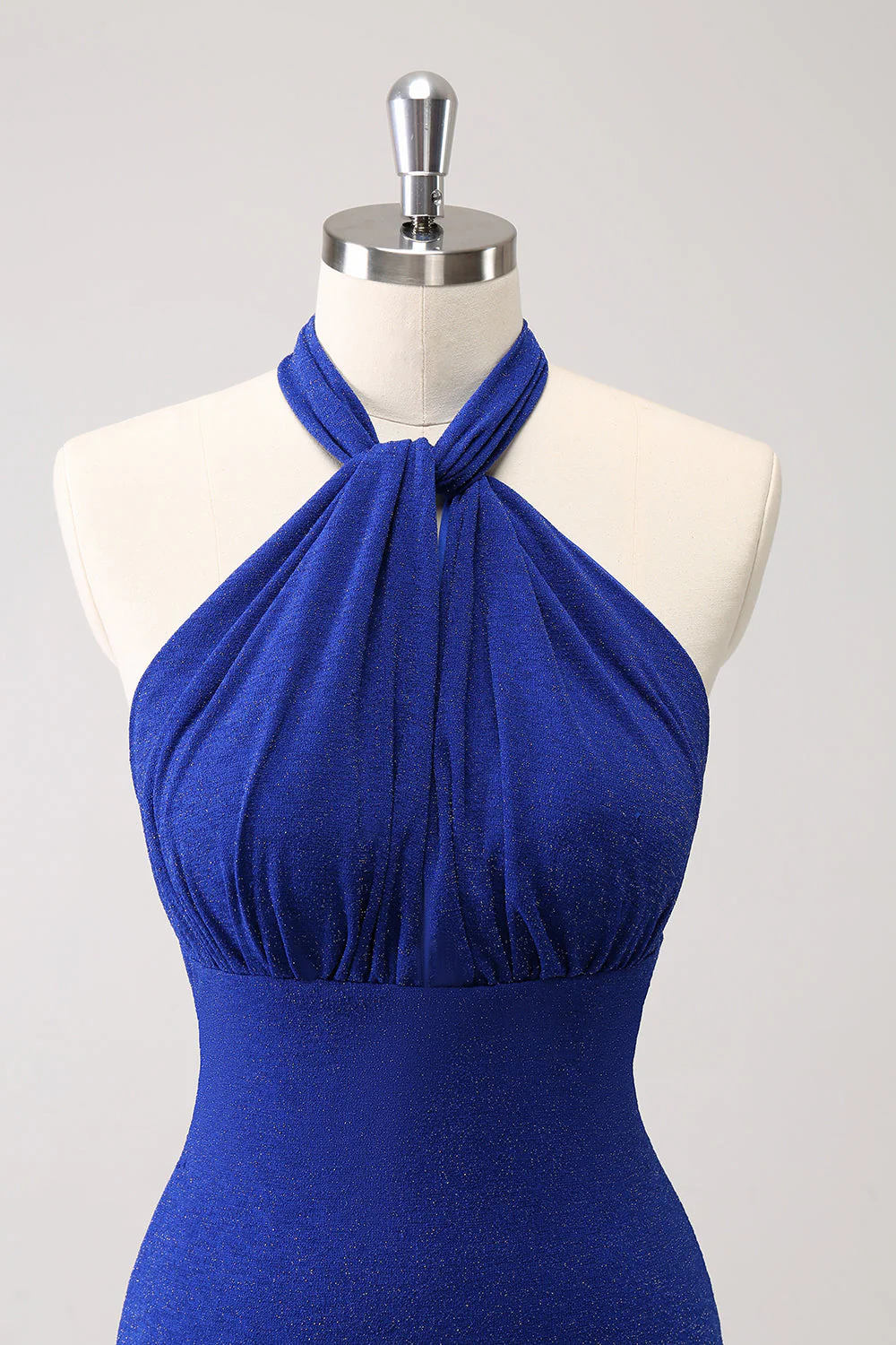 Brokatowa niebieska sukienka dla druhen Bodycon Mermaid - Image 4