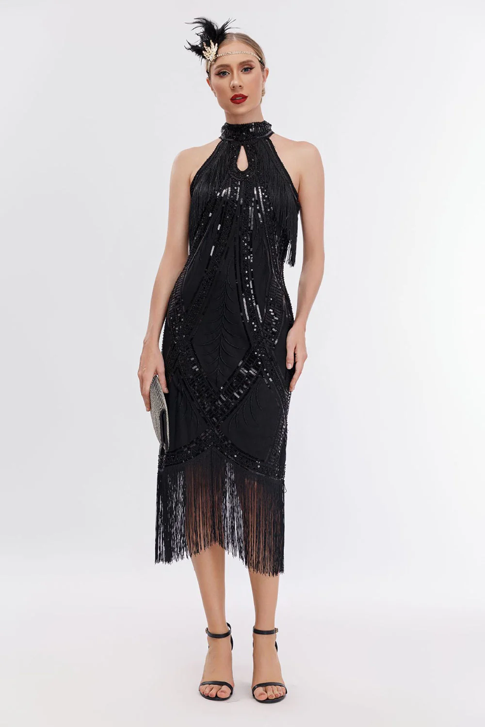 Szampan Sukienka Lata 20 Wielki Gatsby Bez Rękawów - Image 7