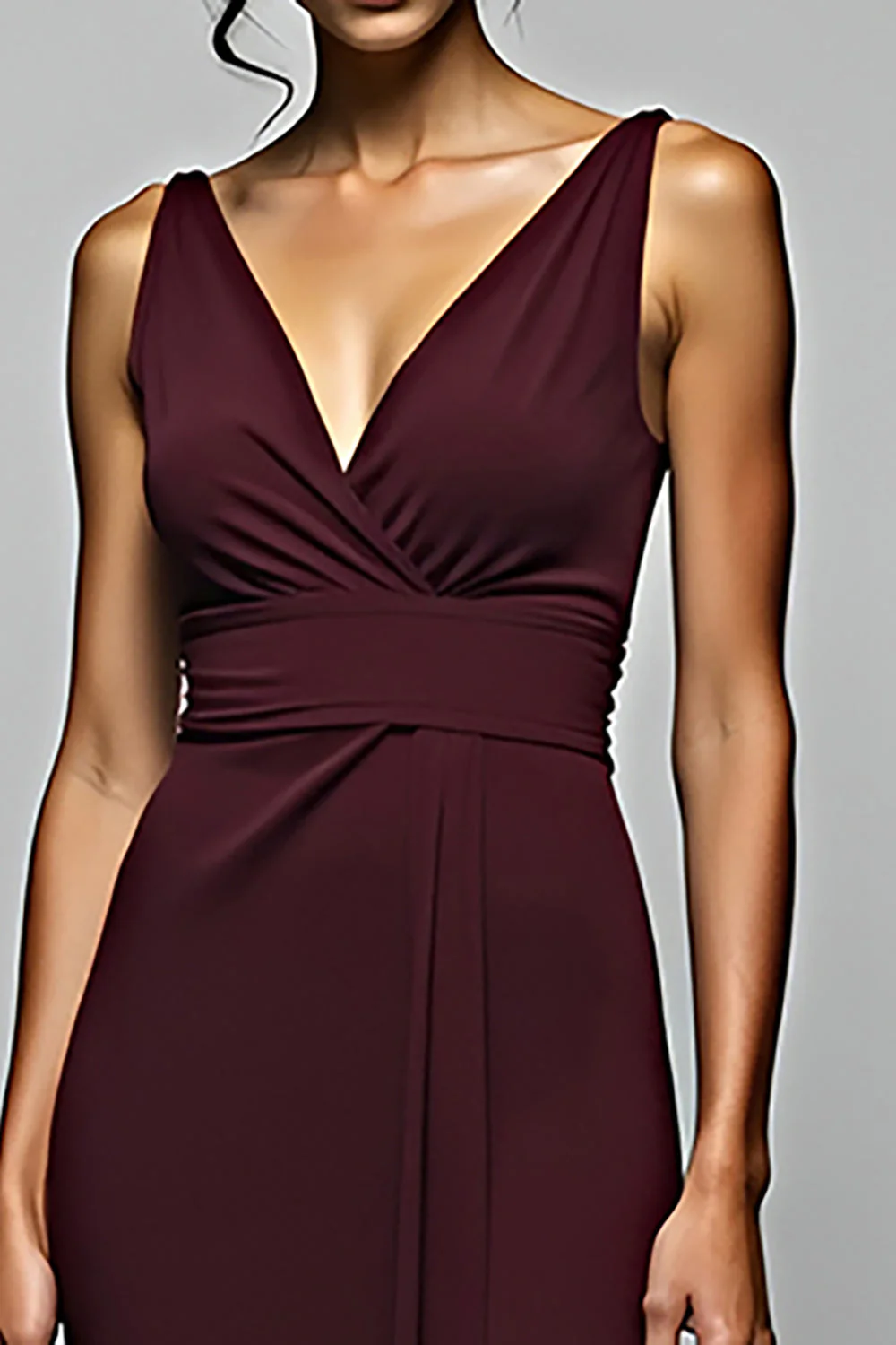 Cabernet Sheath Spaghetti Ramiączka Długa Sukienka Druhny Z Rozcięciem - Image 6