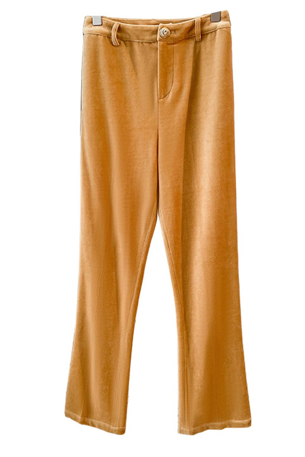 Camel Velvet 2-Częściowe Garnitury Damskie Z Karbowanymi Klapami - Image 3