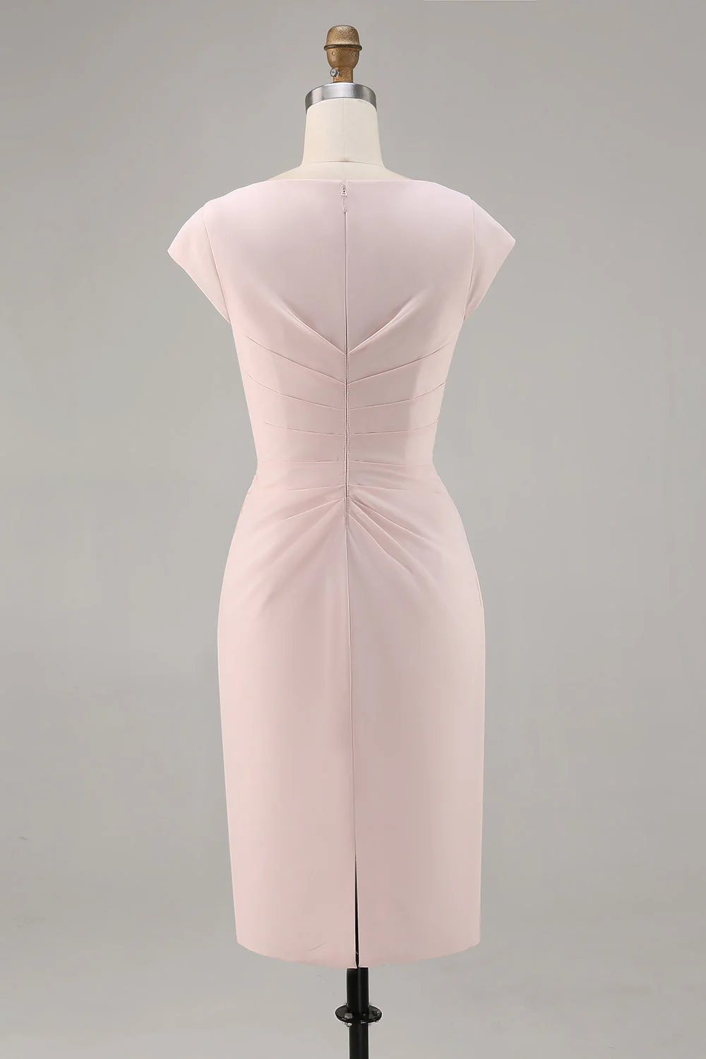 Candy Różowa Sukienka z dekoltem w szpic Bodycon Midi dla matki panny młodej z falbanką - Image 2