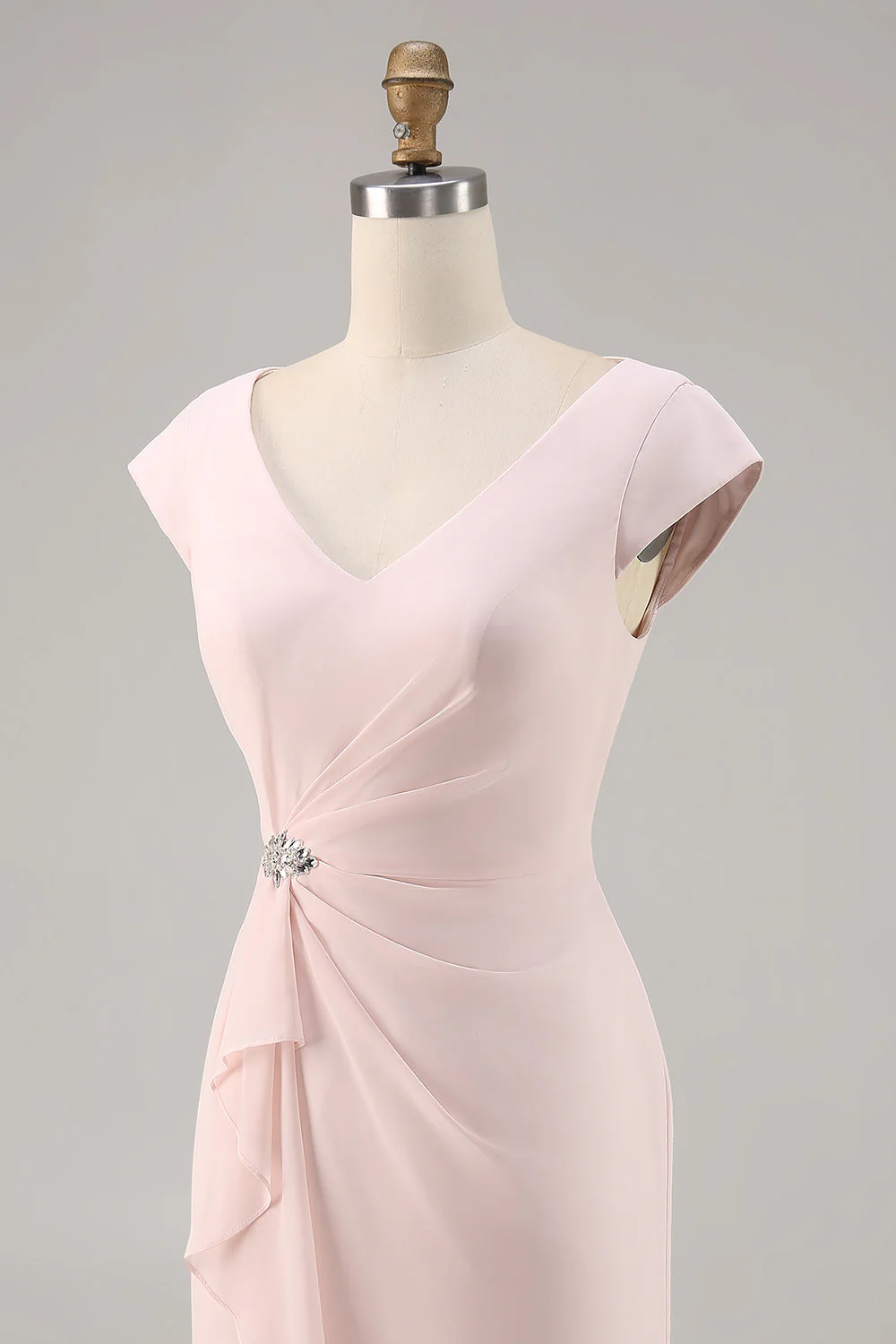 Candy Różowa Sukienka z dekoltem w szpic Bodycon Midi dla matki panny młodej z falbanką - Image 6