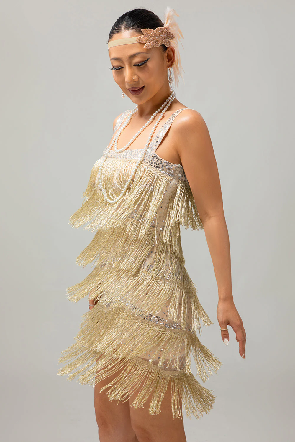 cekinowa krótka sukienka Gatsby Bodycon z 1920 roku z frędzlami - Image 14