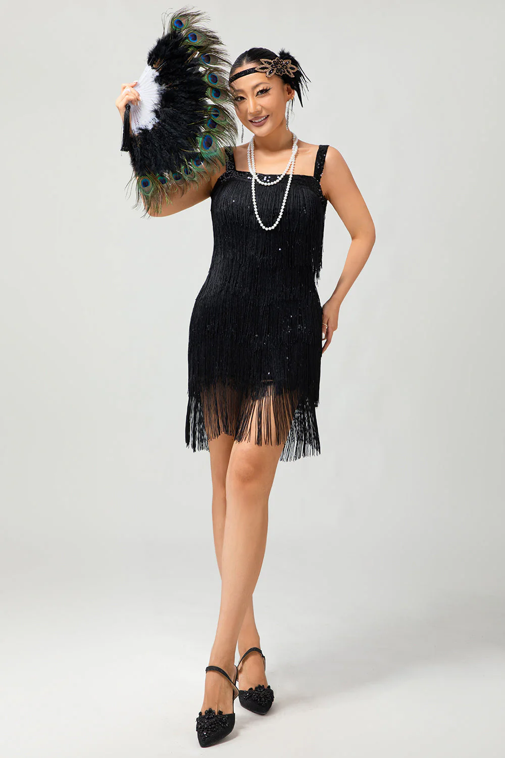 cekinowa krótka sukienka Gatsby Bodycon z 1920 roku z frędzlami - Image 7