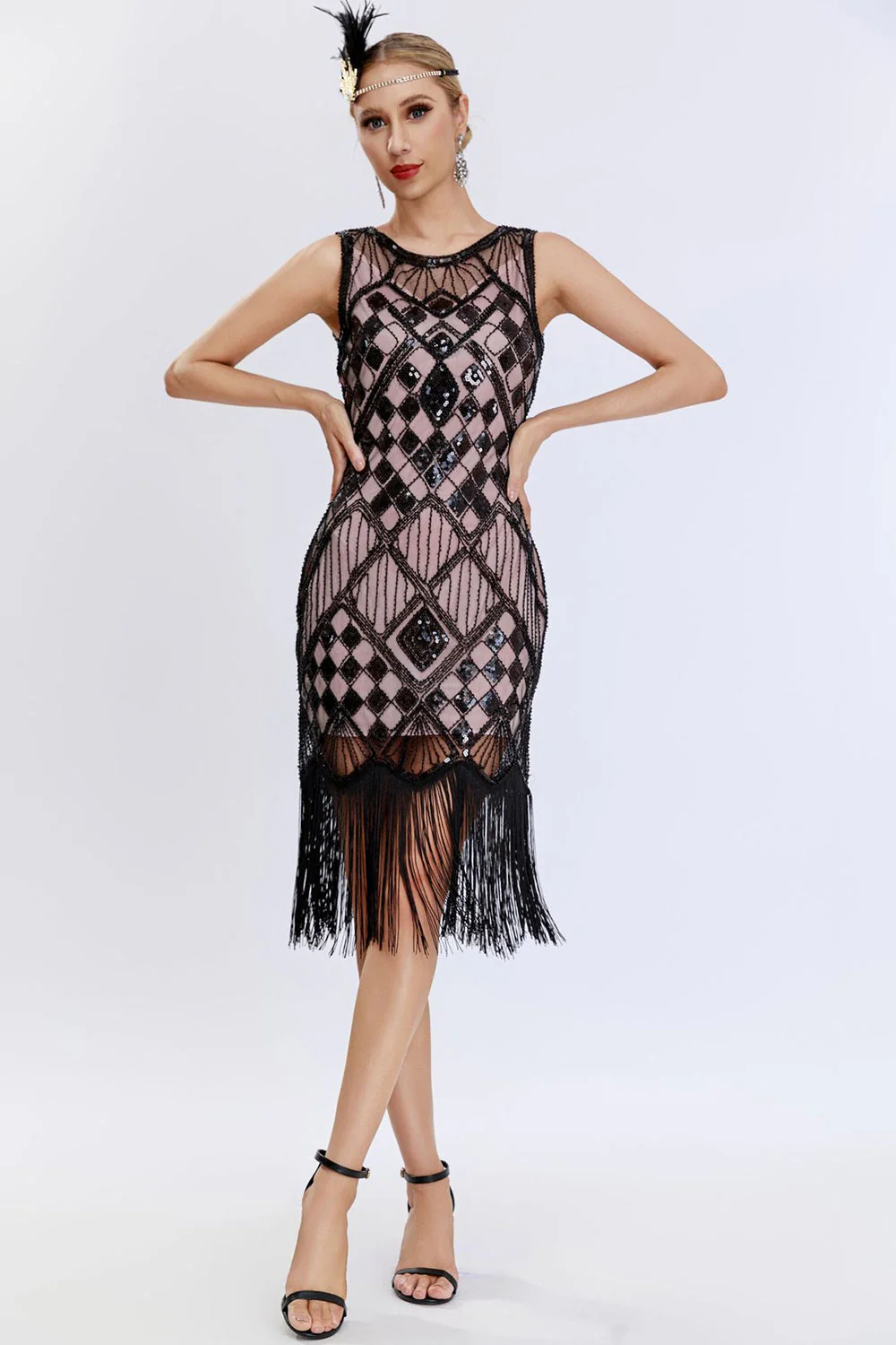 cekinowa sukienka bodycon z 1920 roku z frędzlami - Image 10