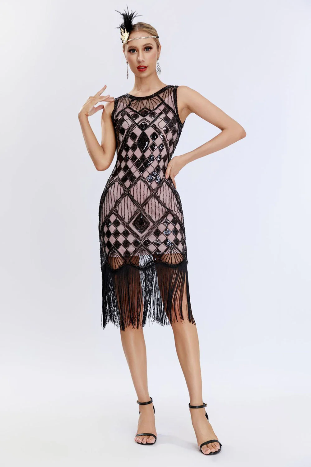 cekinowa sukienka bodycon z 1920 roku z frędzlami - Image 6