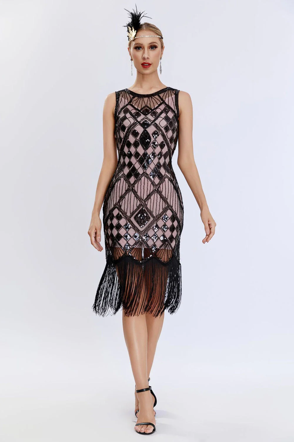 cekinowa sukienka bodycon z 1920 roku z frędzlami - Image 8