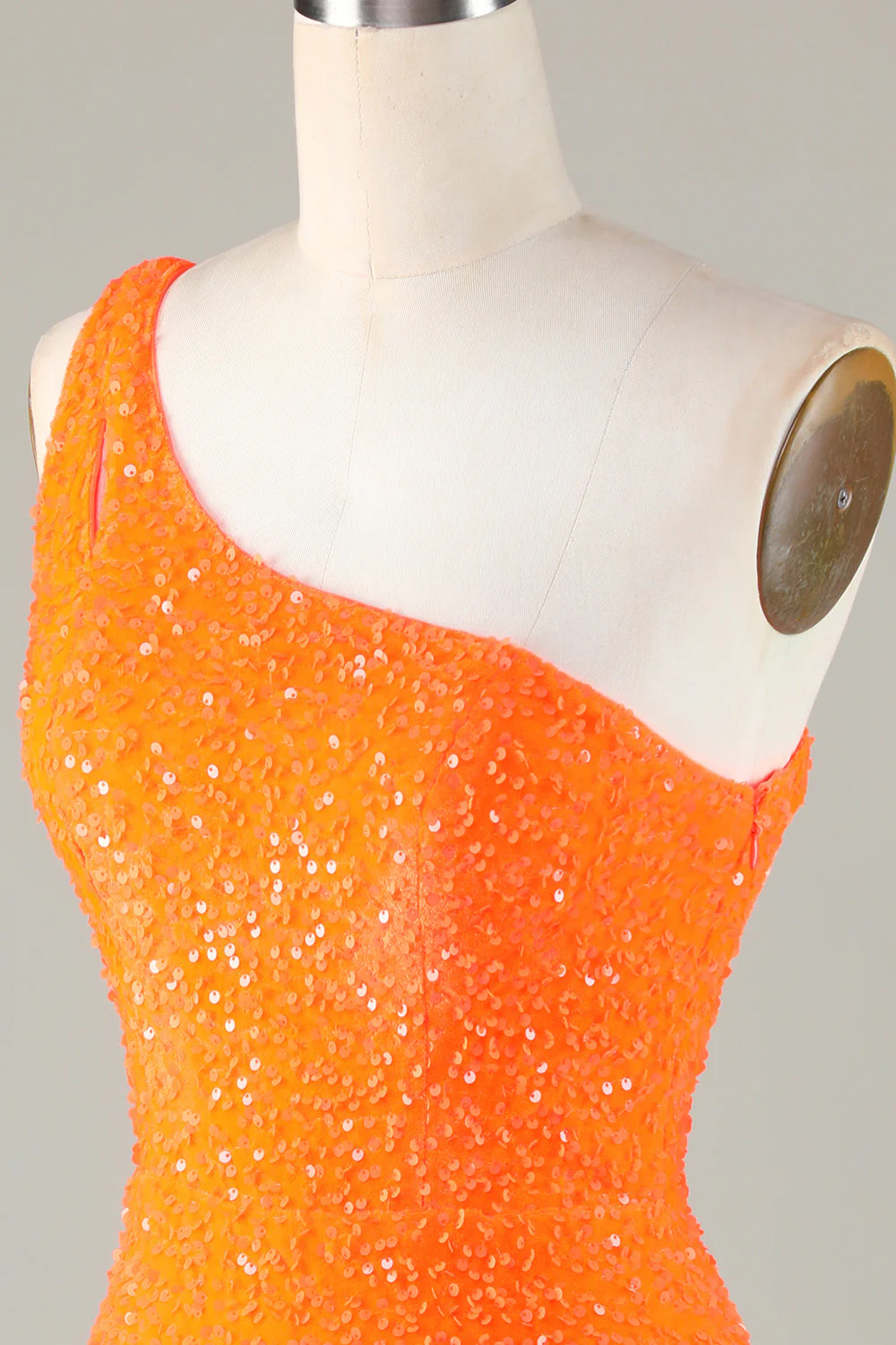 Cekiny na jedno ramię Royal Blue Tight Beading Krótka sukienka Homecoming - Image 11
