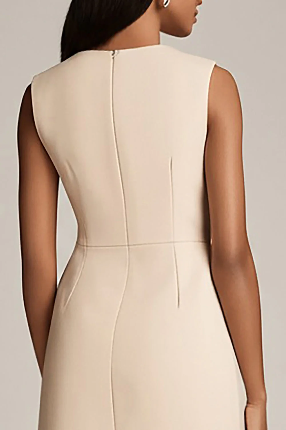 Champagne Satin Bodycon Krótka robocza marynarka z kieszeniami - Image 4