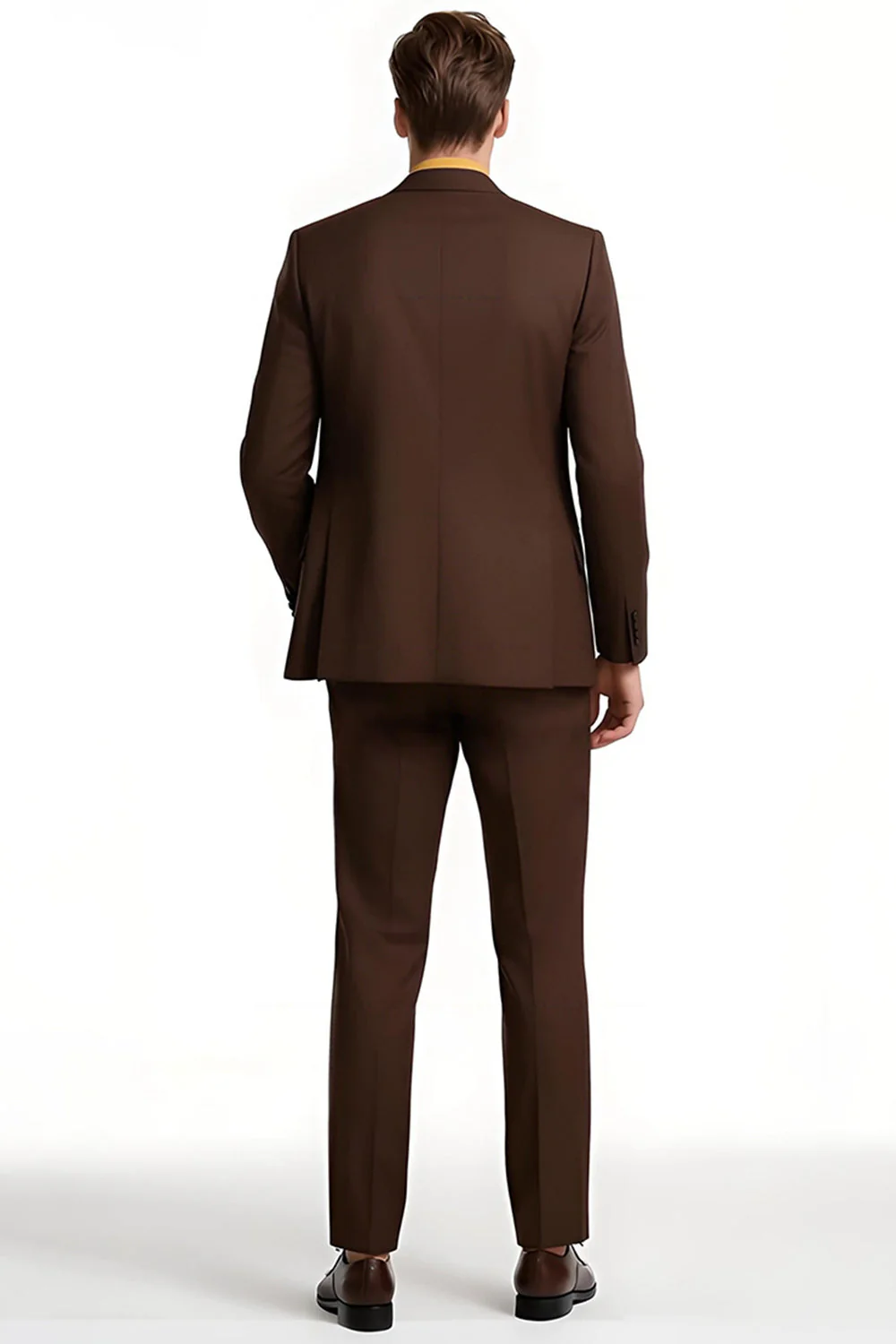 Ciemnobrązowe garnitury balowe z klapami z karbem slim fit - Image 2