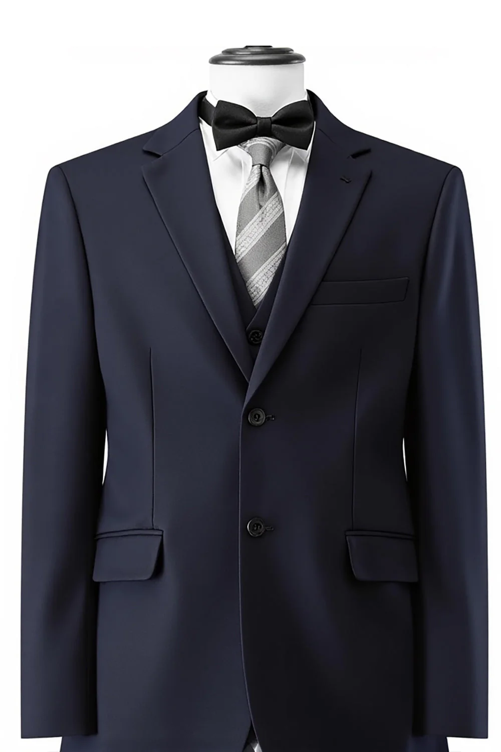 Ciemnofioletowa klapa z nacięciem 3-częściowe garnitury drużbów slim fit - Image 3