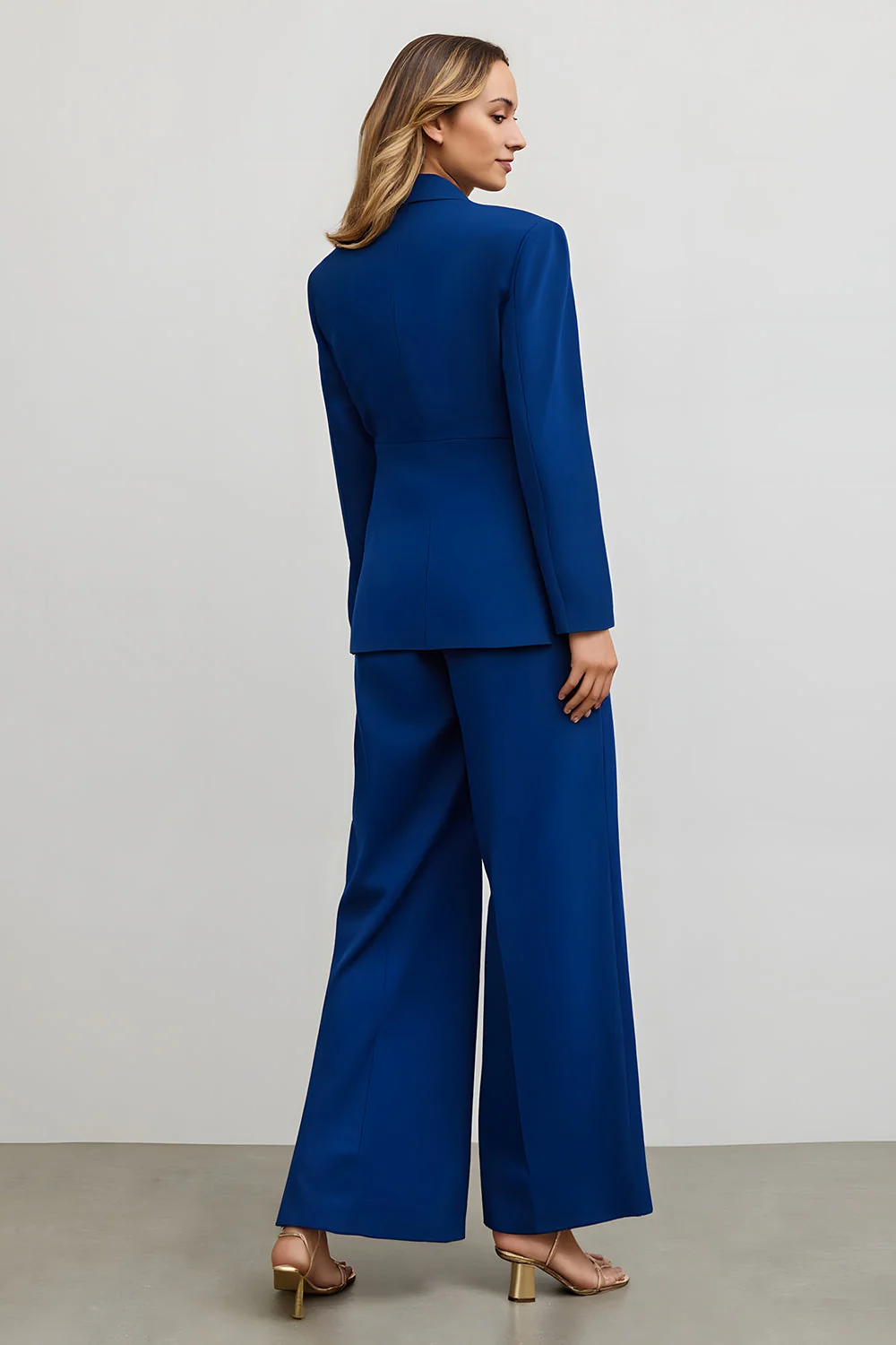Ciemnoniebieskie 2-częściowe garnitury biznesowe Slim Fit z jednym guzikiem - Image 2