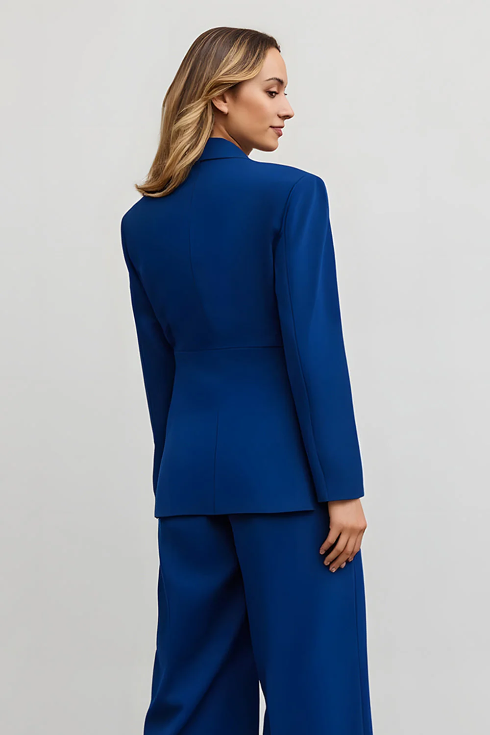 Ciemnoniebieskie 2-częściowe garnitury biznesowe Slim Fit z jednym guzikiem - Image 4