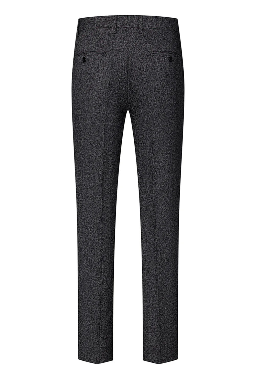 Ciemnoszare 3-częściowe męskie garnitury ślubne z klapami w szpic slim fit - Image 5