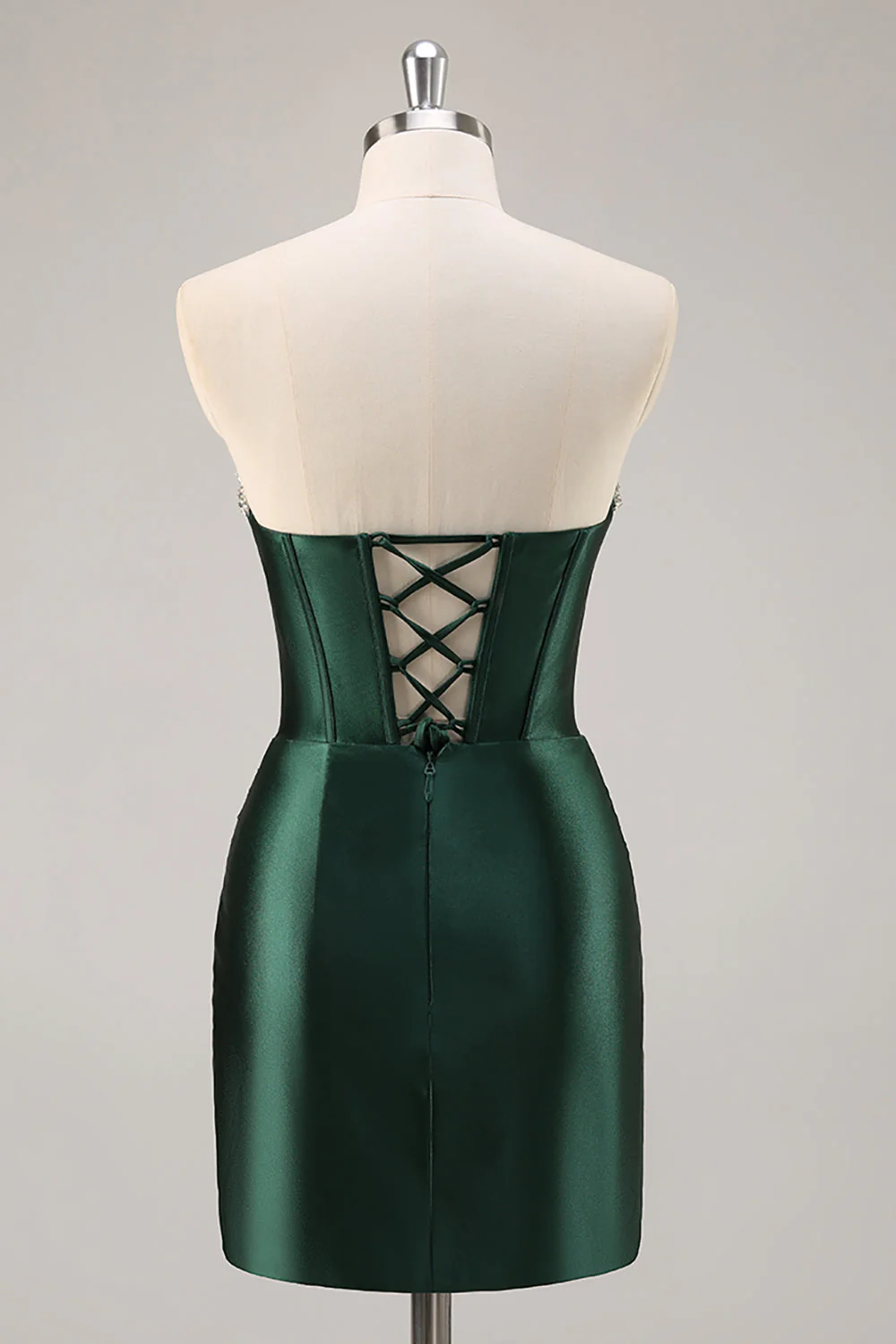 Ciemnozielona gorset bez ramiączek sukienka bodycon na powrót do domu - Image 2