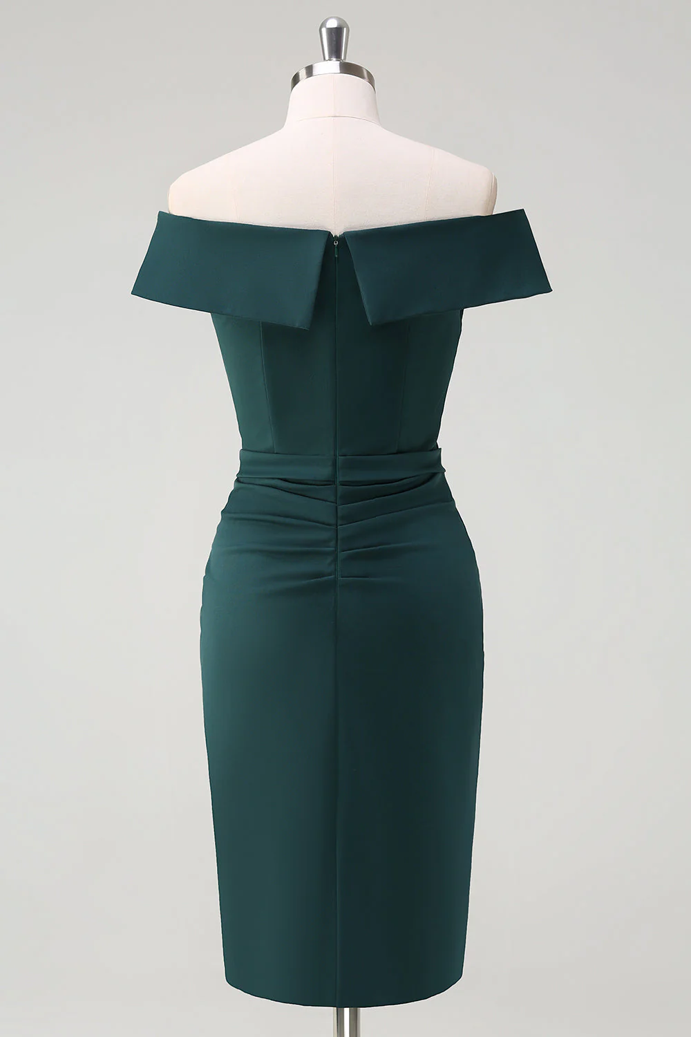Ciemnozielona sukienka koktajlowa z odkrytymi ramionami bodycon - Image 2