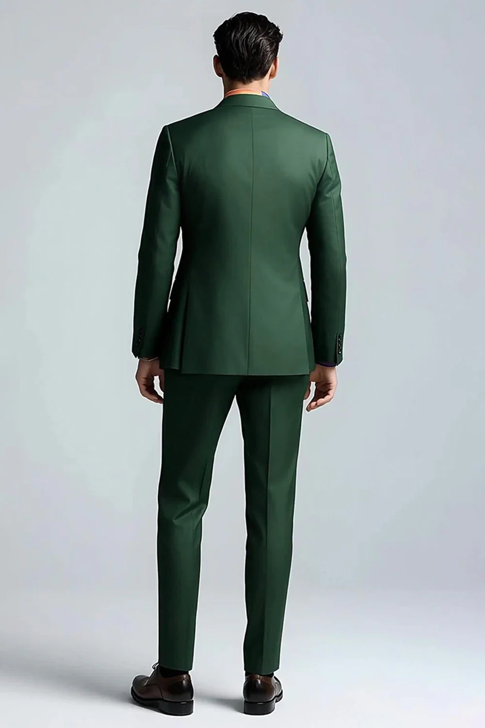 Ciemnozielone klapy z klapami w kształcie szpiku 2-częściowe garnitury balowe slim fit - Image 2
