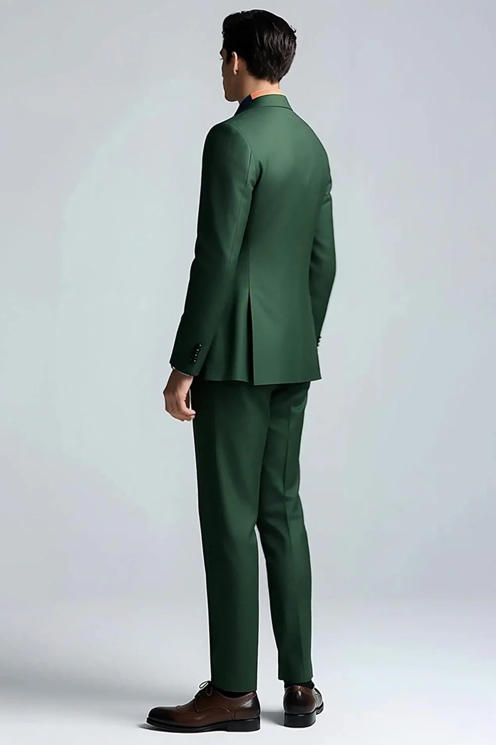 Ciemnozielone klapy z klapami w kształcie szpiku 2-częściowe garnitury balowe slim fit - Image 3