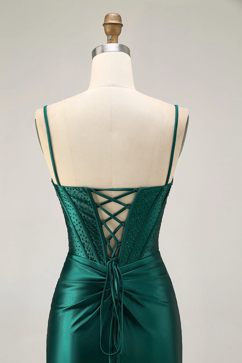 Ciemnozielony gorset bodycon cekiny satynowa sukienka na powrót do domu - Image 8