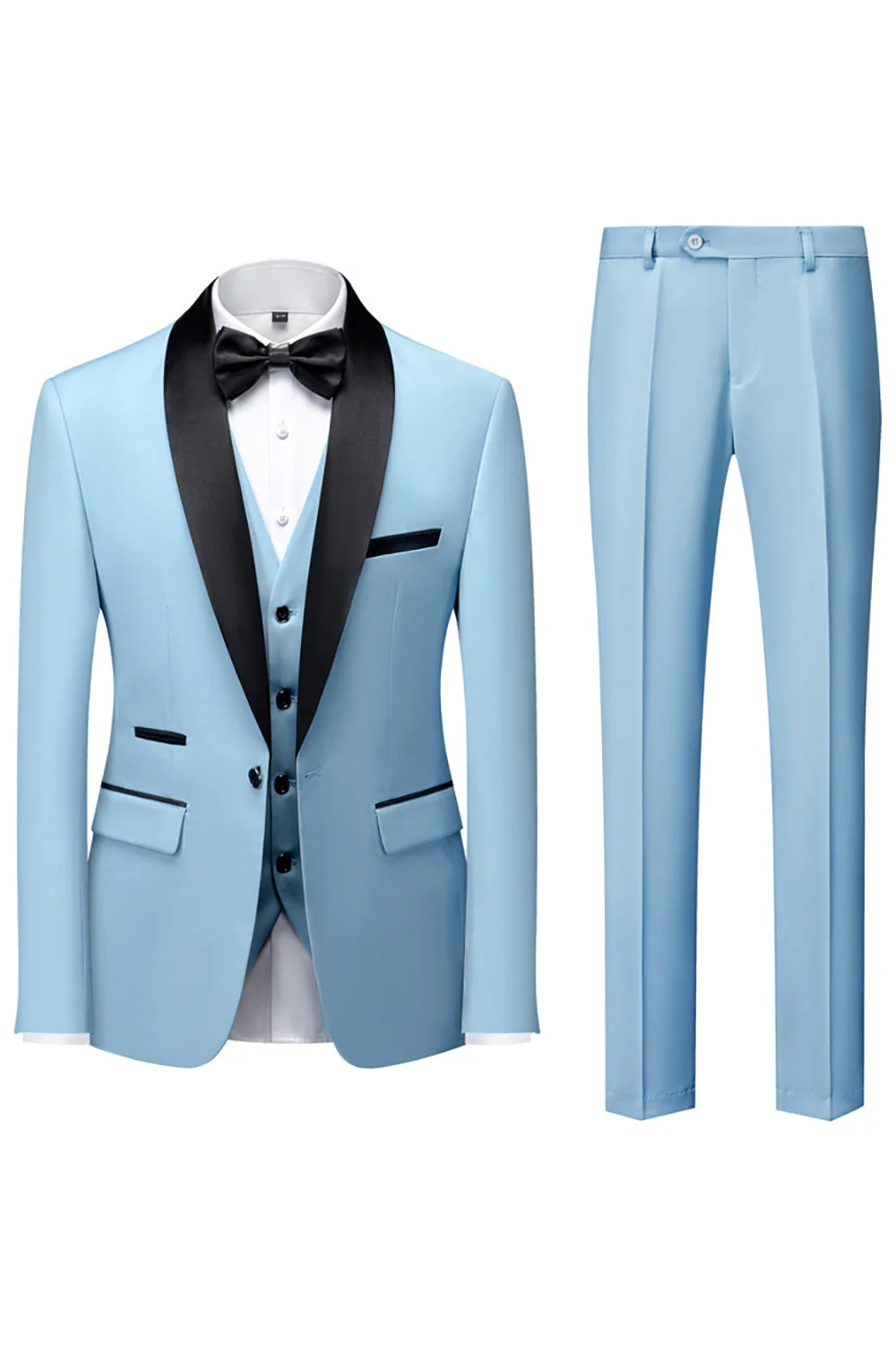Ciemnozielony szal z klapami 3-częściowe garnitury męskie slim fit - Image 21