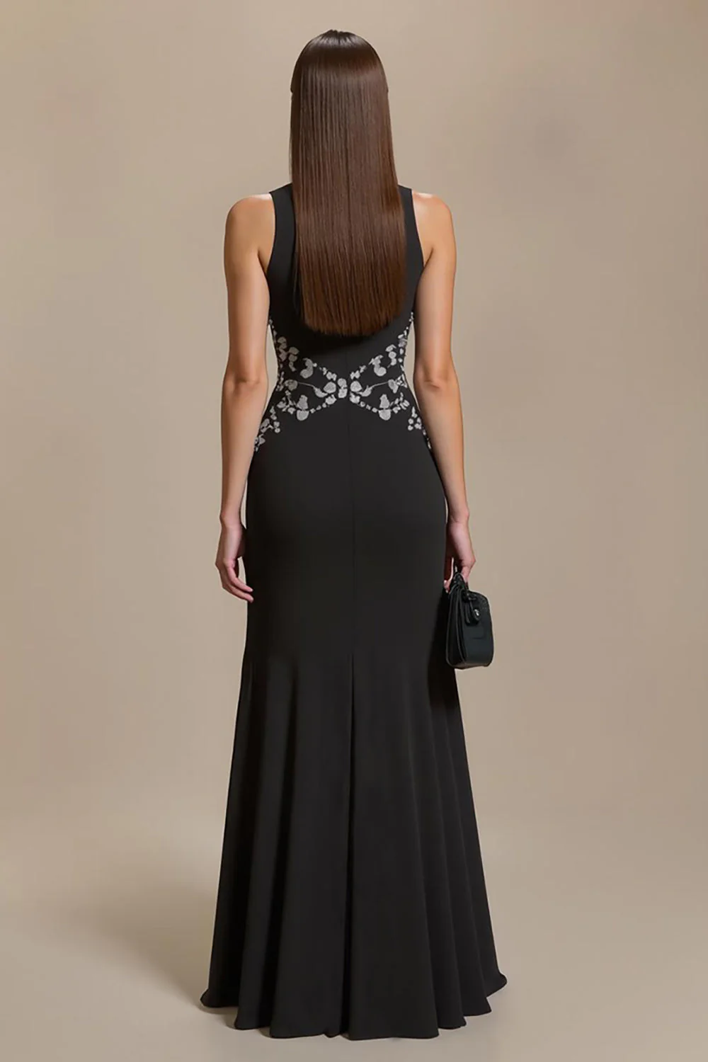 Crepe Bateau Neck Sukienka Wizytowa A Line - Image 2